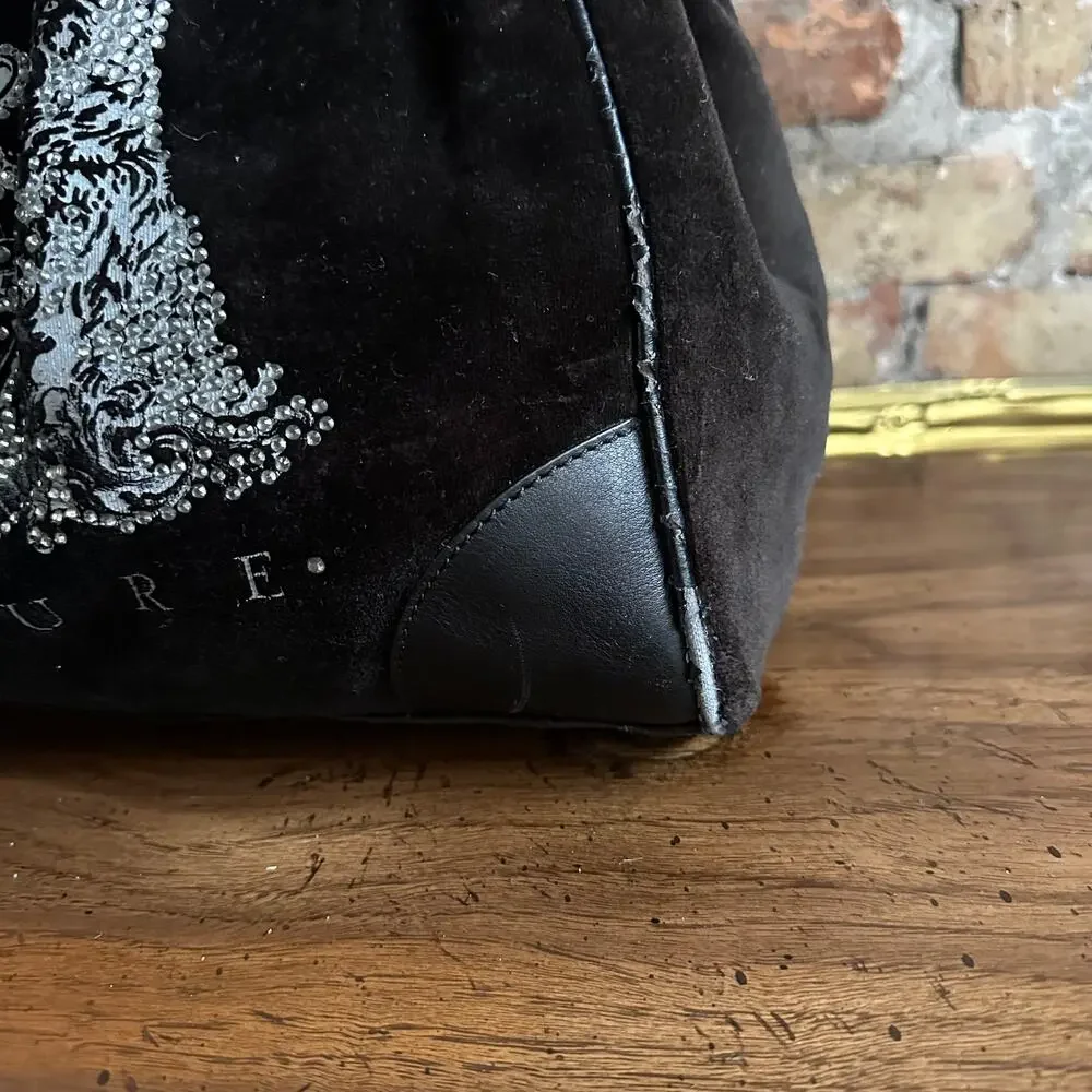 Vintage Y2K Juicy Couture Black Velour Daydreamer Bag